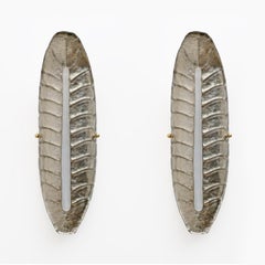Pair of Modern Murano Glass Silver Leaf Sconces