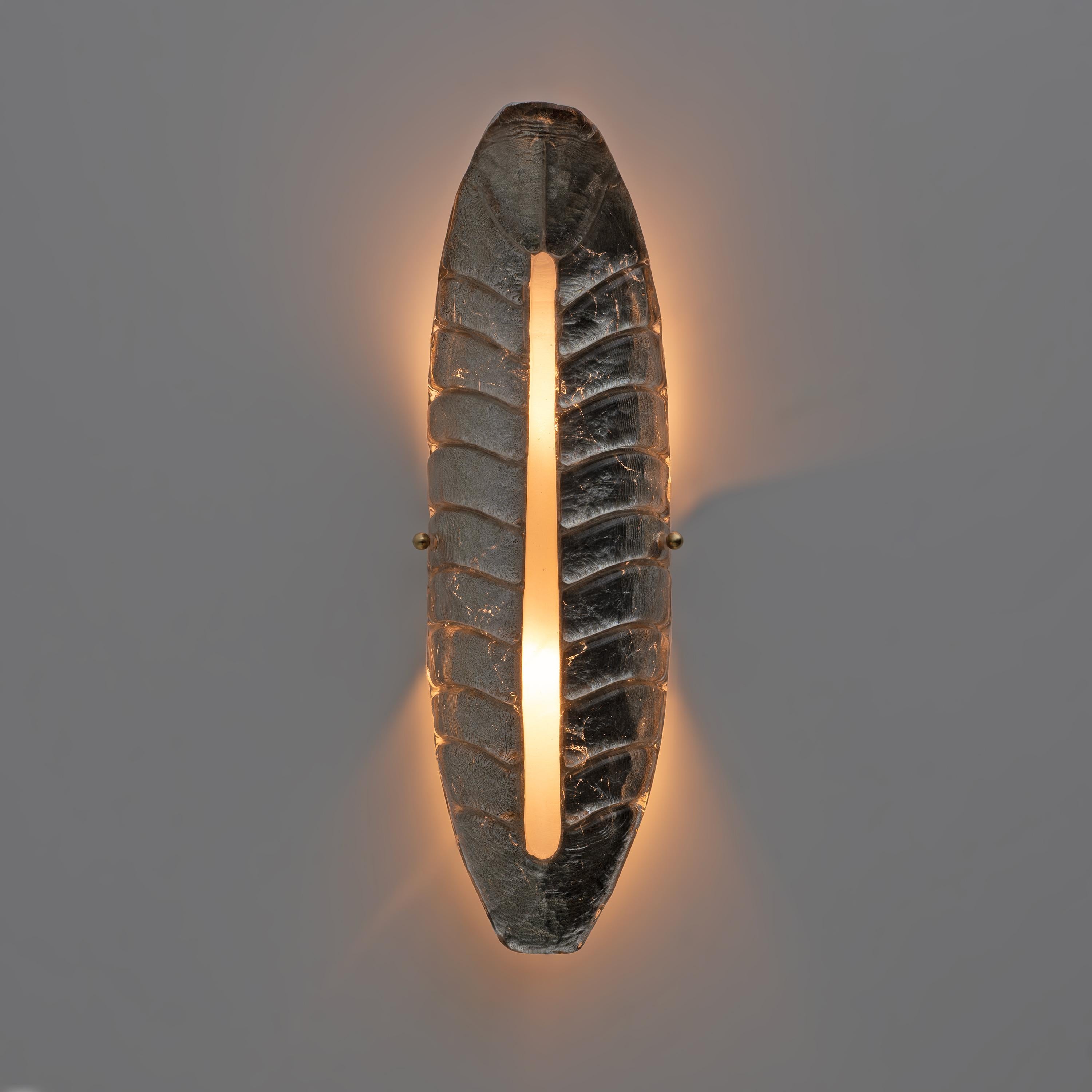 Pair of Modern Murano Glass Silver Leaf Sconces In condizioni ottime in vendita a Puglia, Puglia