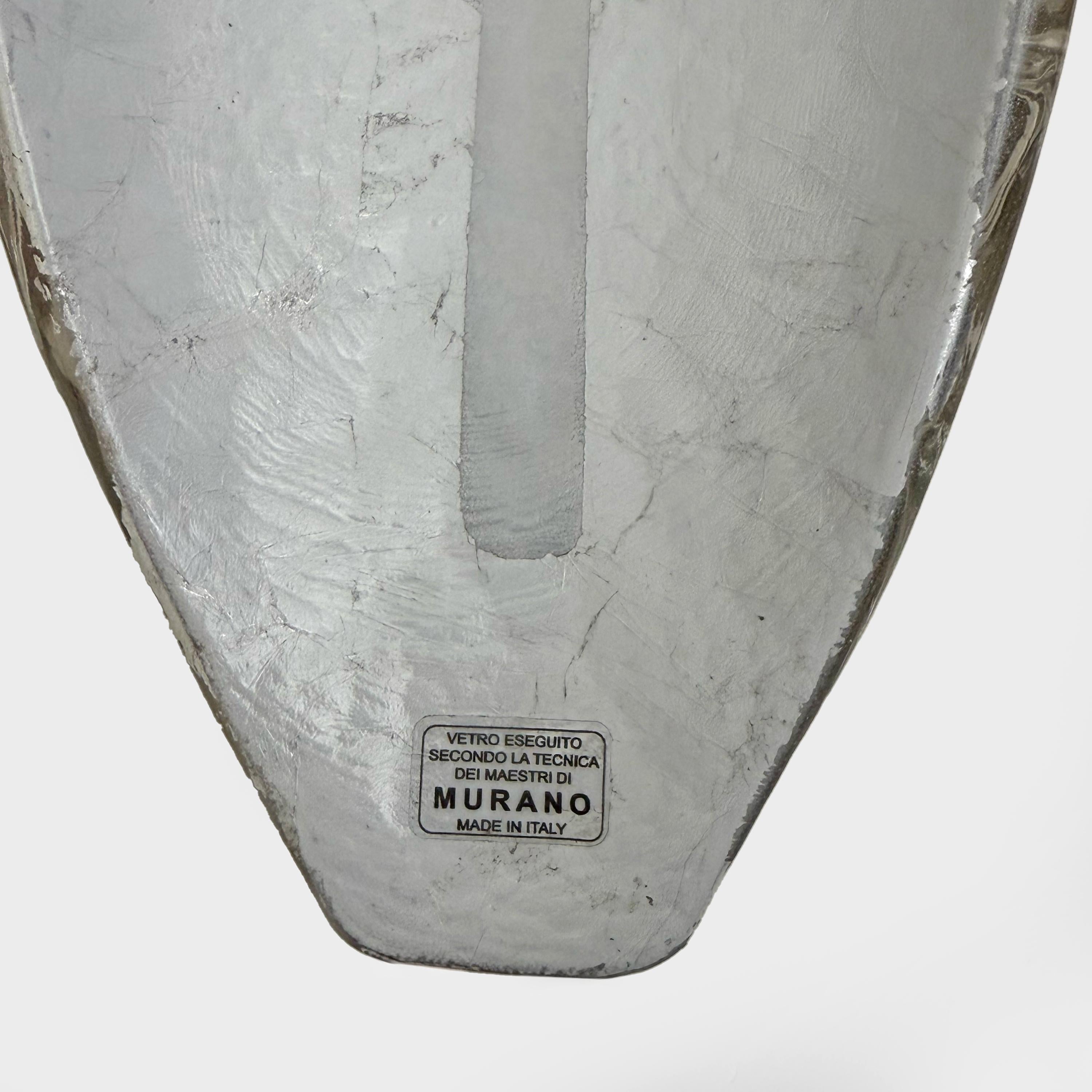 Pair of Modern Murano Glass Silver Leaf Sconces in vendita 1