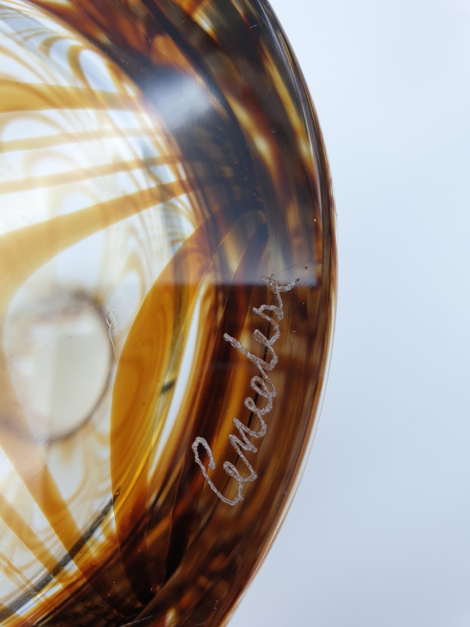 Pair of Modern Murano Glass Vases in Amber 