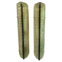 Pair of Modern Murano Large Green Leaf Sconces