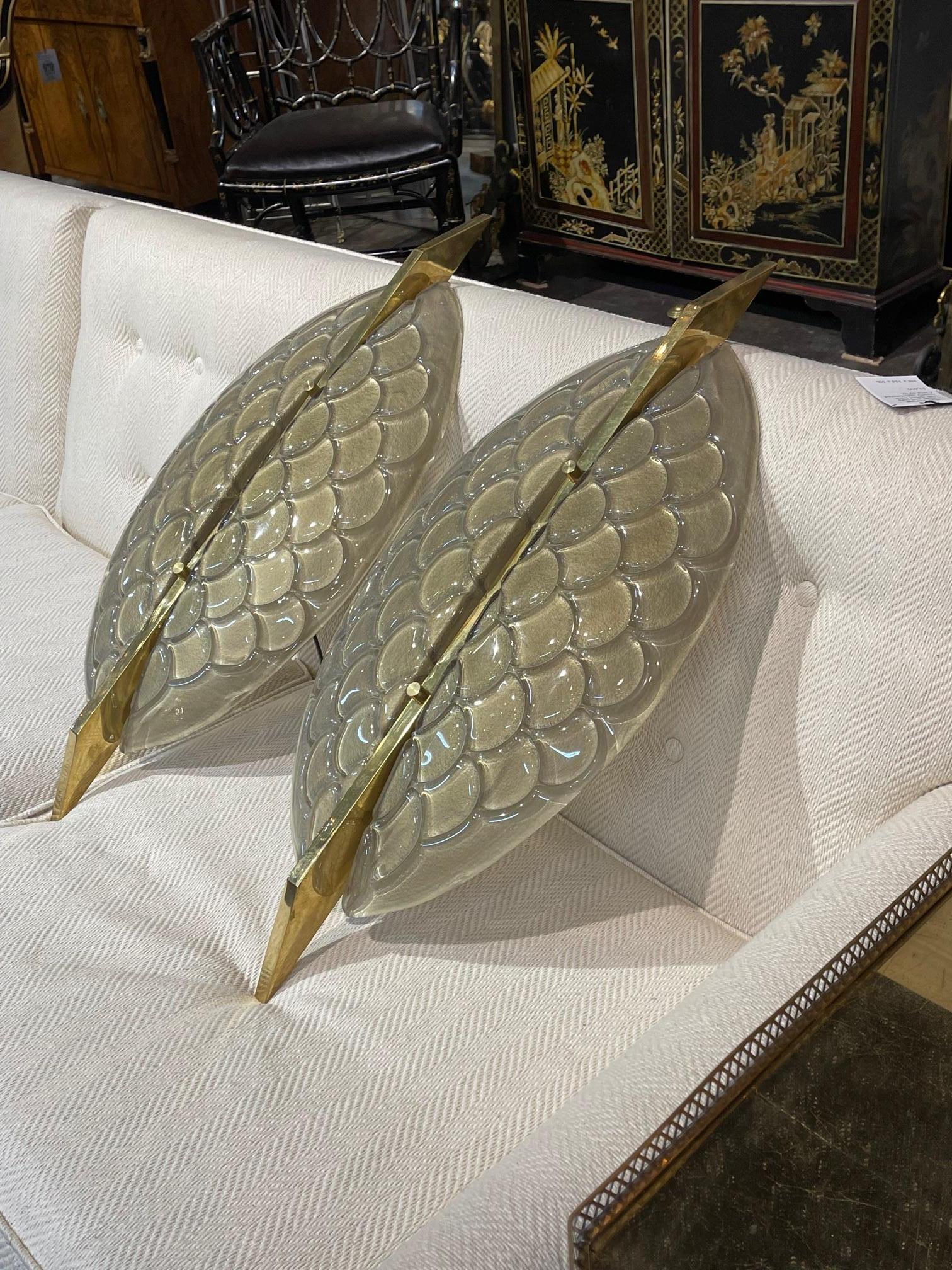 Pair of Modern Murano Sconces In Good Condition For Sale In Dallas, TX
