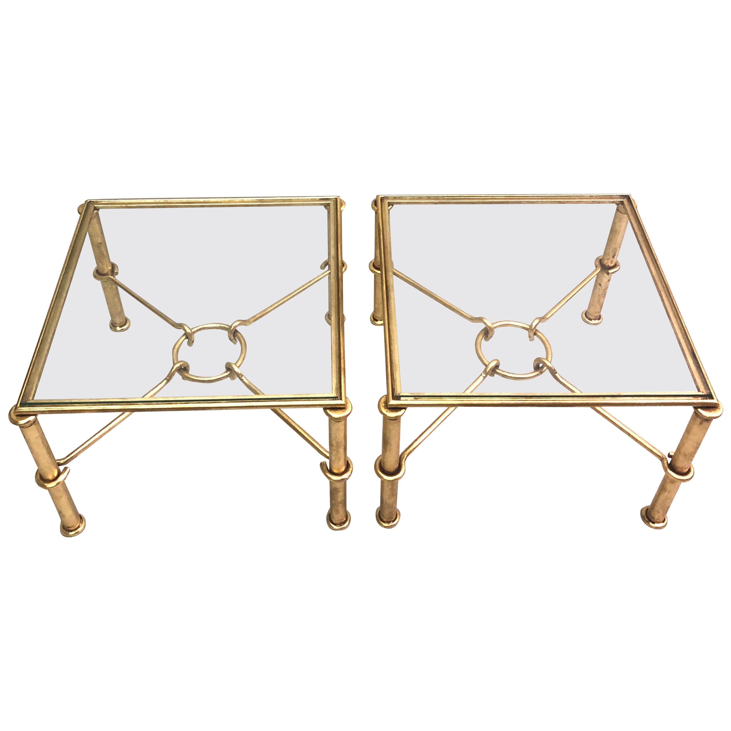 Pair of Modern Neoclassical Gilt Iron Side Tables or Coffee Table for Hermes