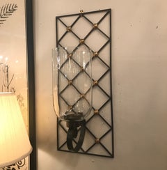 Pair of Modern Neoclassical Hurricane Candle Sconces in the Style of Royere