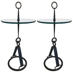 Paire de tables d'appoint modernes en fer forgé de style néoclassique, Giovanni Banci et Hermes