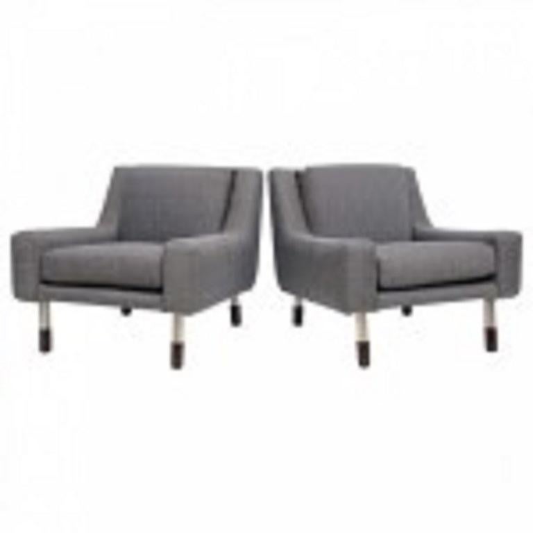 Mid-Century Modern Paire de chaises italiennes modernes recouvertes de nickel, Gianfranco Frattini en vente