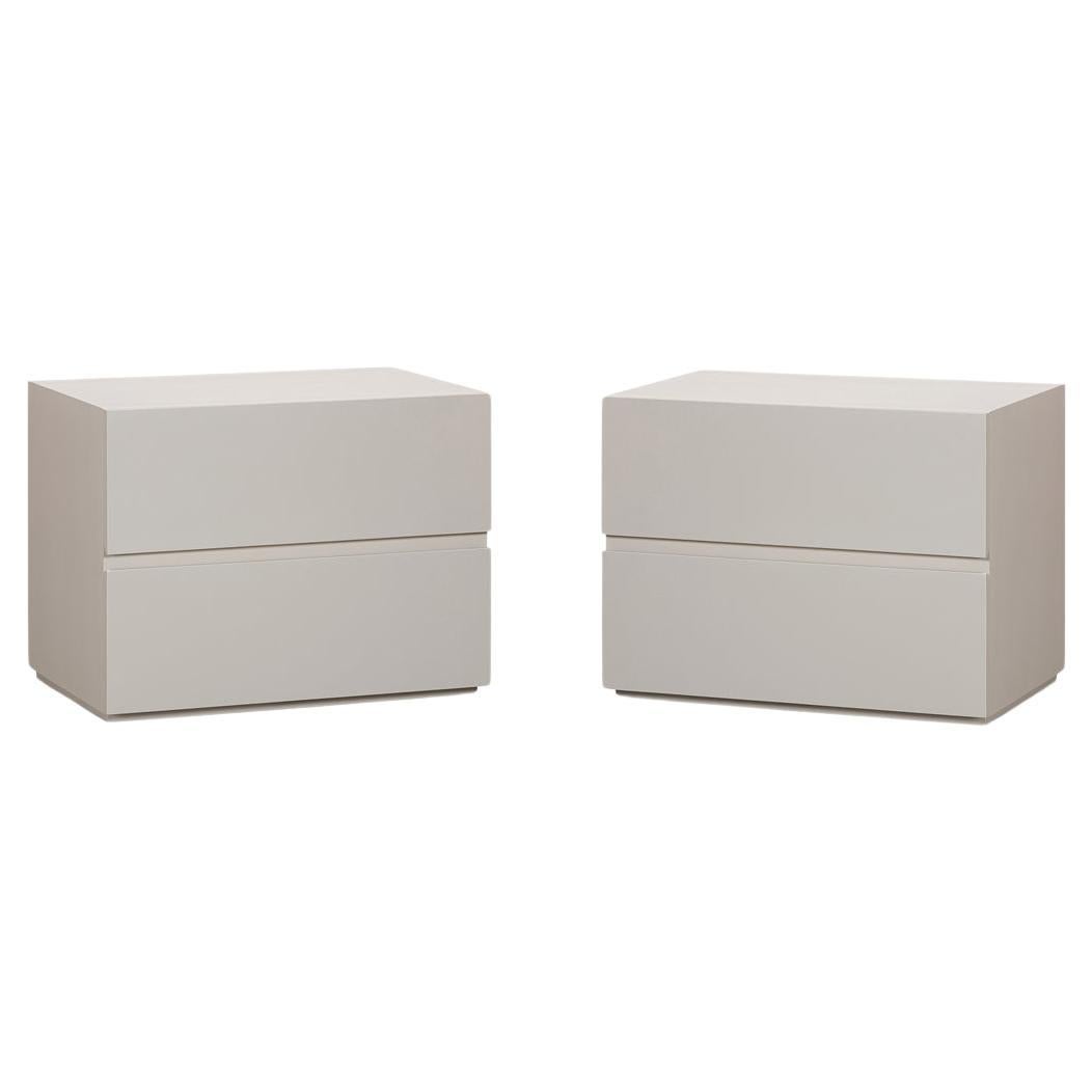 Pair of Modern Nightstands -  Beige Matte Lacquer  For Sale