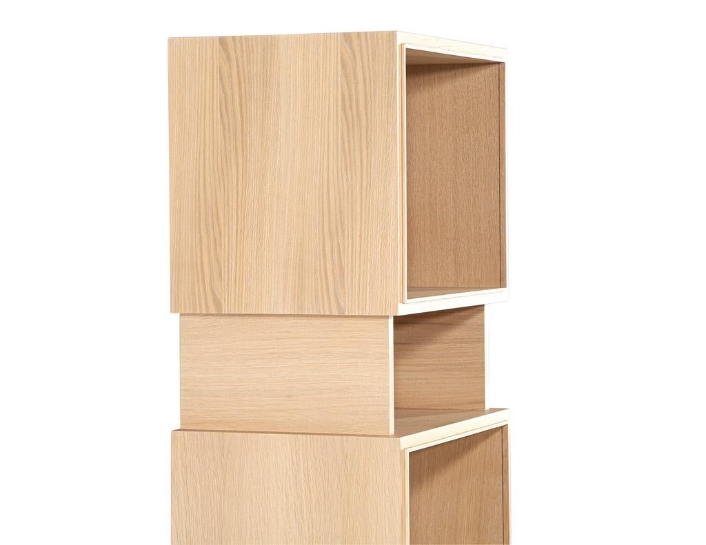 Pair of Modern Oak Bookcase Cabinets in Natural Washed Finish For Sale 13