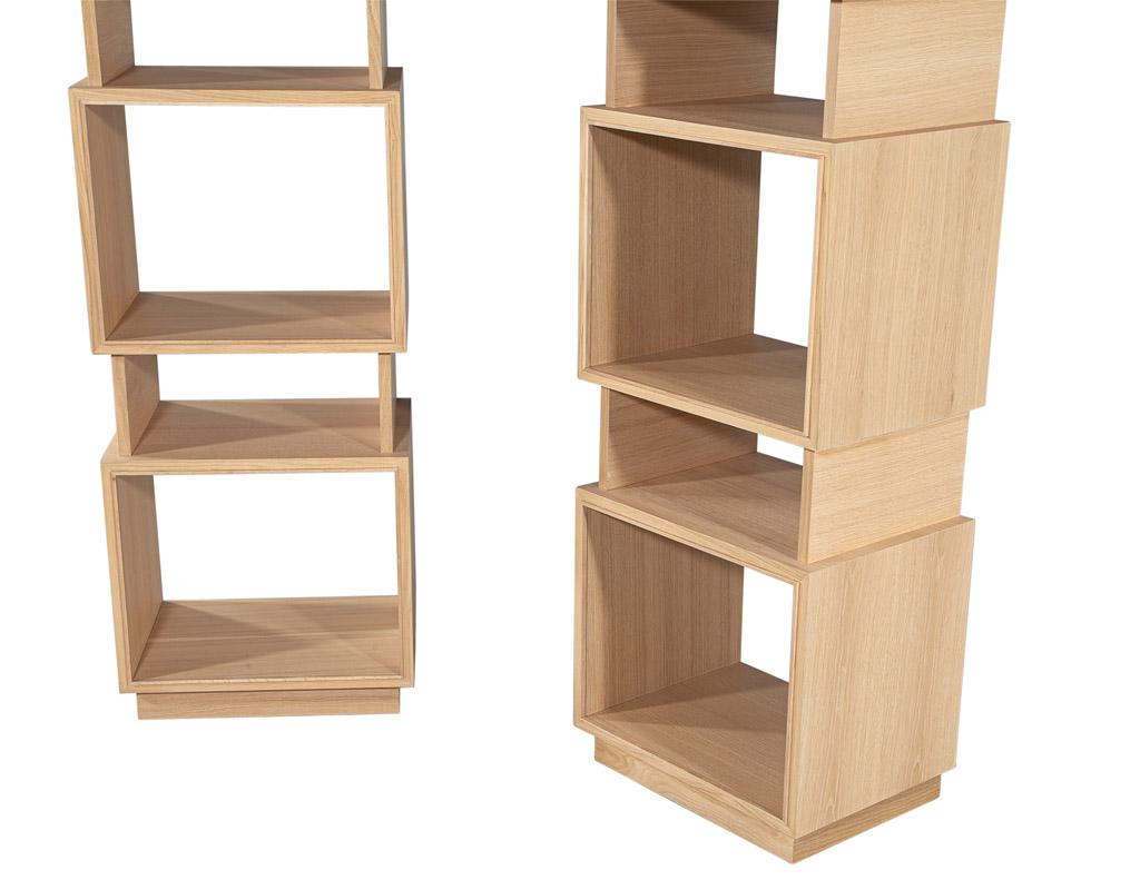Pair of Modern Oak Bookcase Cabinets in Natural Washed Finish For Sale 3