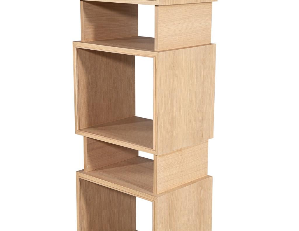 Pair of Modern Oak Bookcase Cabinets in Natural Washed Finish For Sale 4