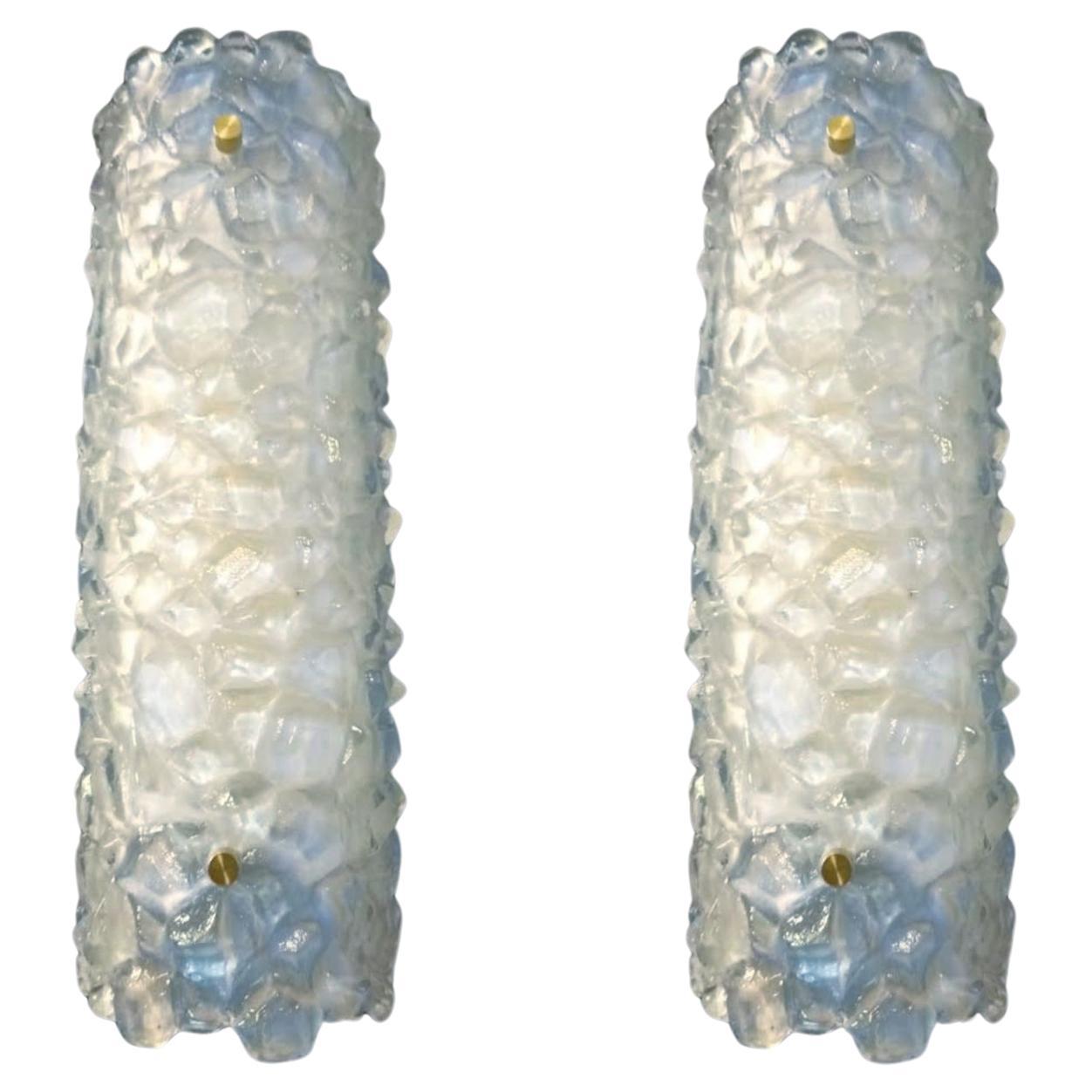 Pair of Modern Opaline Murano Sconces by Fabio Ltd, 3 Pairs Available For Sale