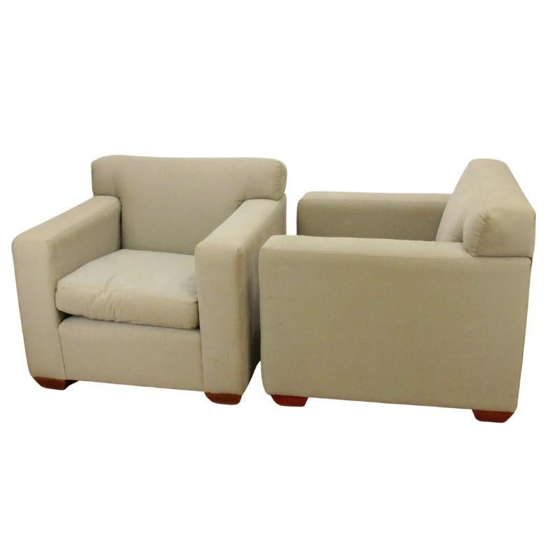 20th Century Pair of Modern Oversized Club Chairs For Sale