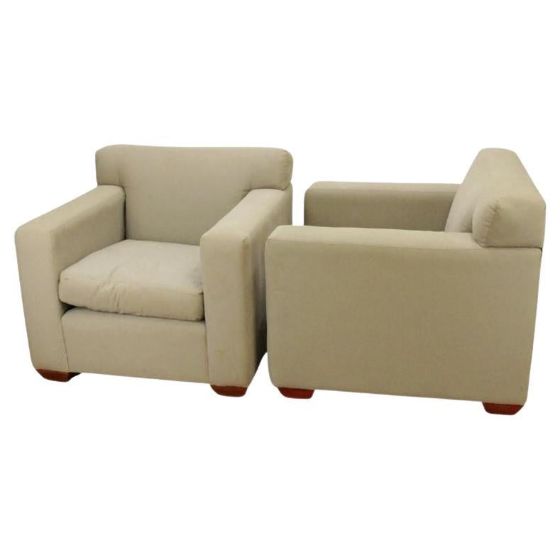 Pair of Modern Oversized Club Chairs For Sale