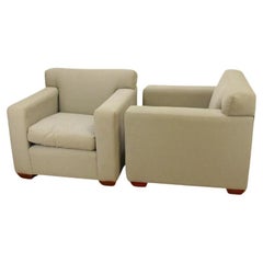 Vintage Pair of Modern Oversized Club Chairs