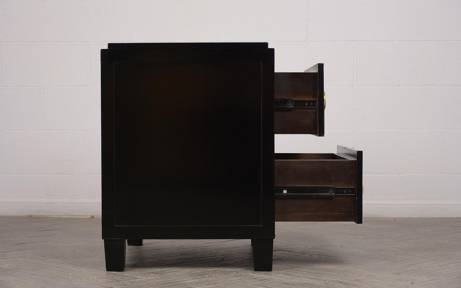 Pair of Modern Parchment Black and White Lacquered Nightstands 8