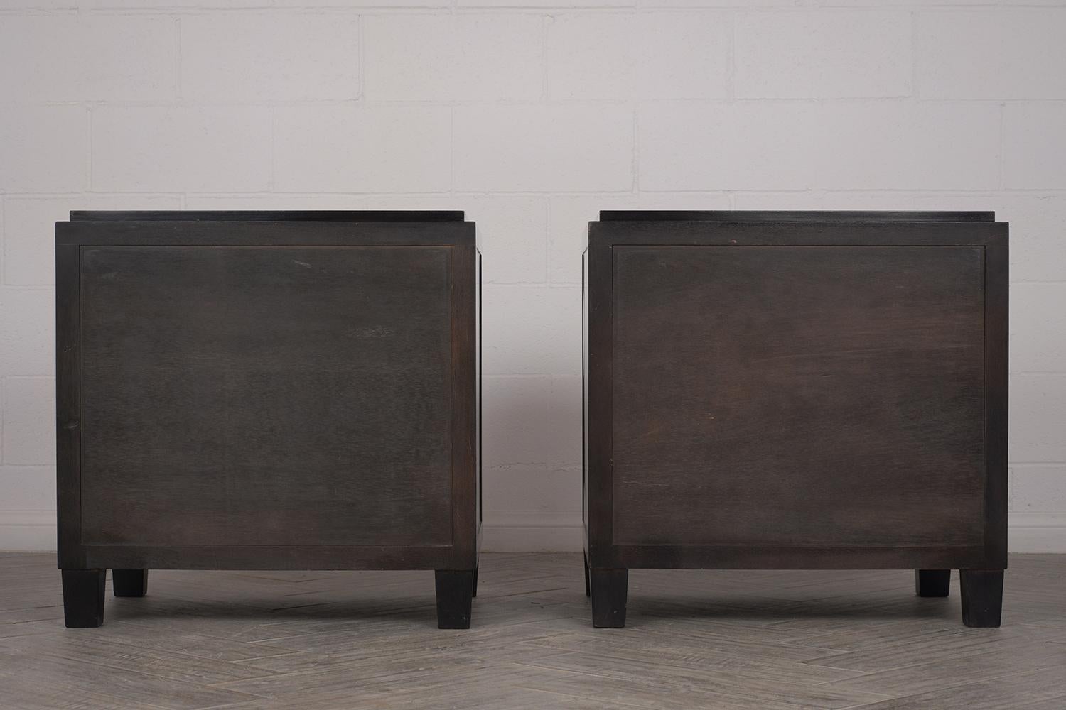 Pair of Modern Parchment Black and White Lacquered Nightstands 10