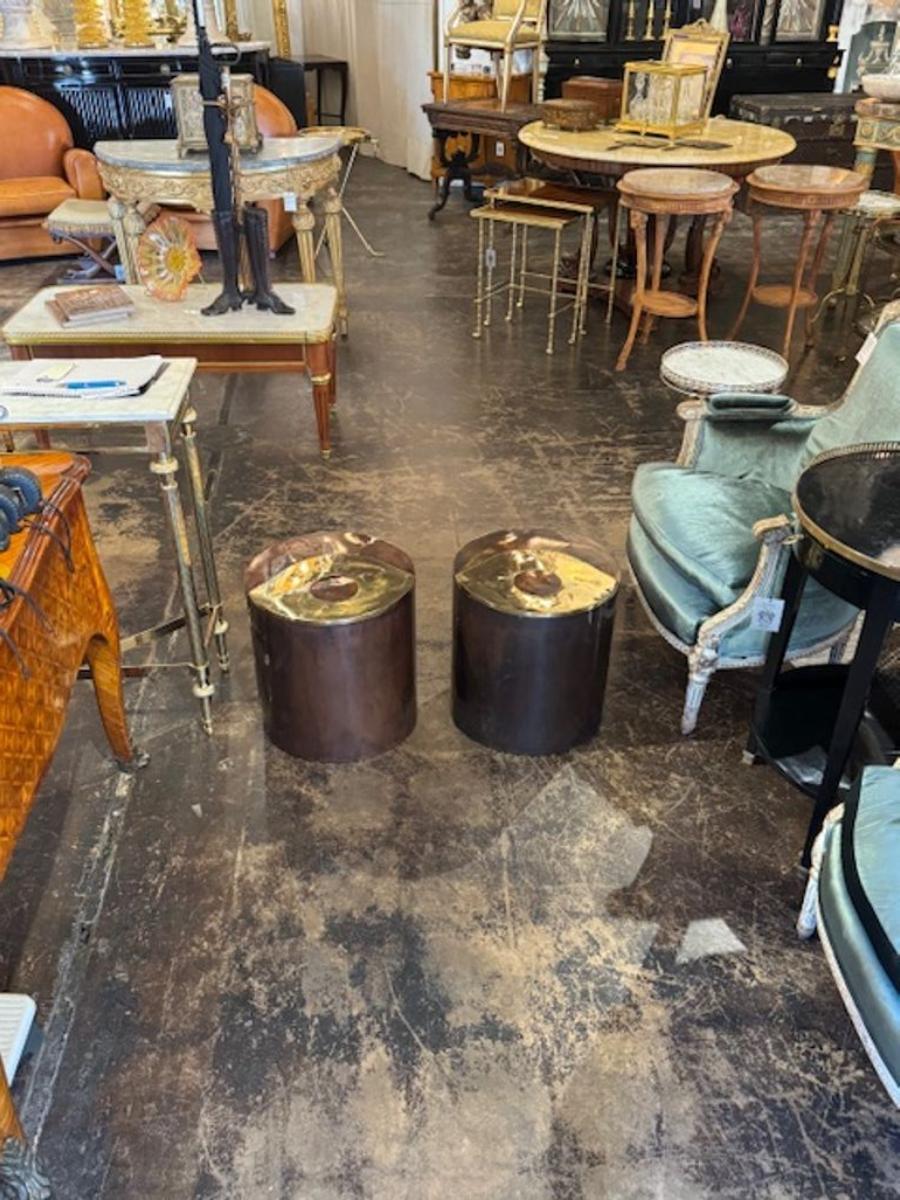 Paire de tables d'appoint Bullseye en laiton de conception Paul Evans Bon état - En vente à Dallas, TX
