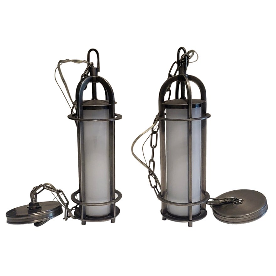 Pair of Modern Pendant Light Fixtures or Chandeliers