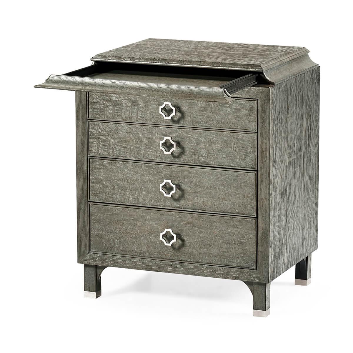 Pair of Modern Pewter Oak Nightstands In New Condition For Sale In Westwood, NJ