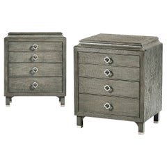 Coppia di comodini moderni in Oak Pewter