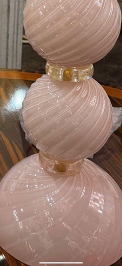 Pair of Modern Pink Murano Glass Lamps
