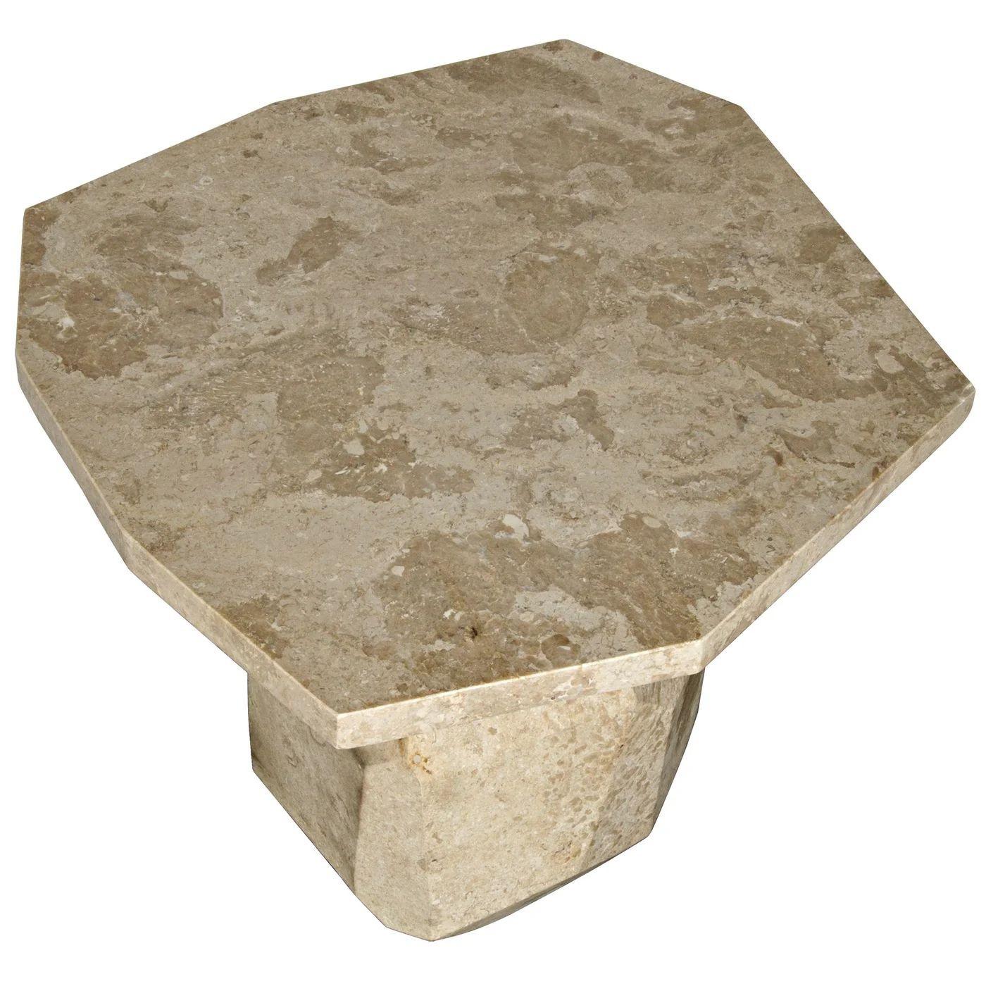 Post-Modern Pair of Modern Polyhedron Marble Side / End Tables by Noir, Organic Form For Sale