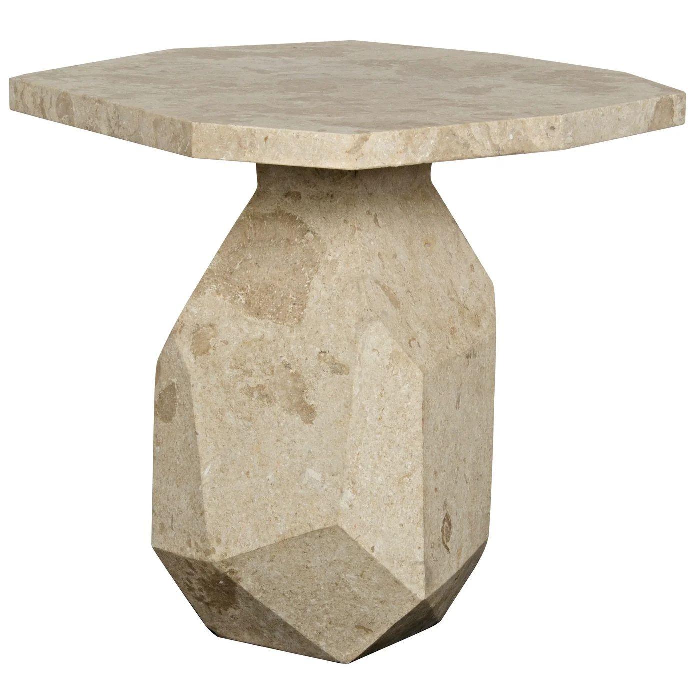 Pair of Modern Polyhedron Marble Side / End Tables by Noir, Organic Form In Good Condition In Manhasset, NY