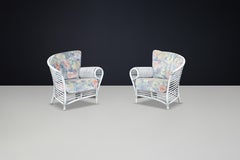 Pair of Modern Rattan and Bamboo Lounge Chairs by Flechtatelier Schütz, Germany