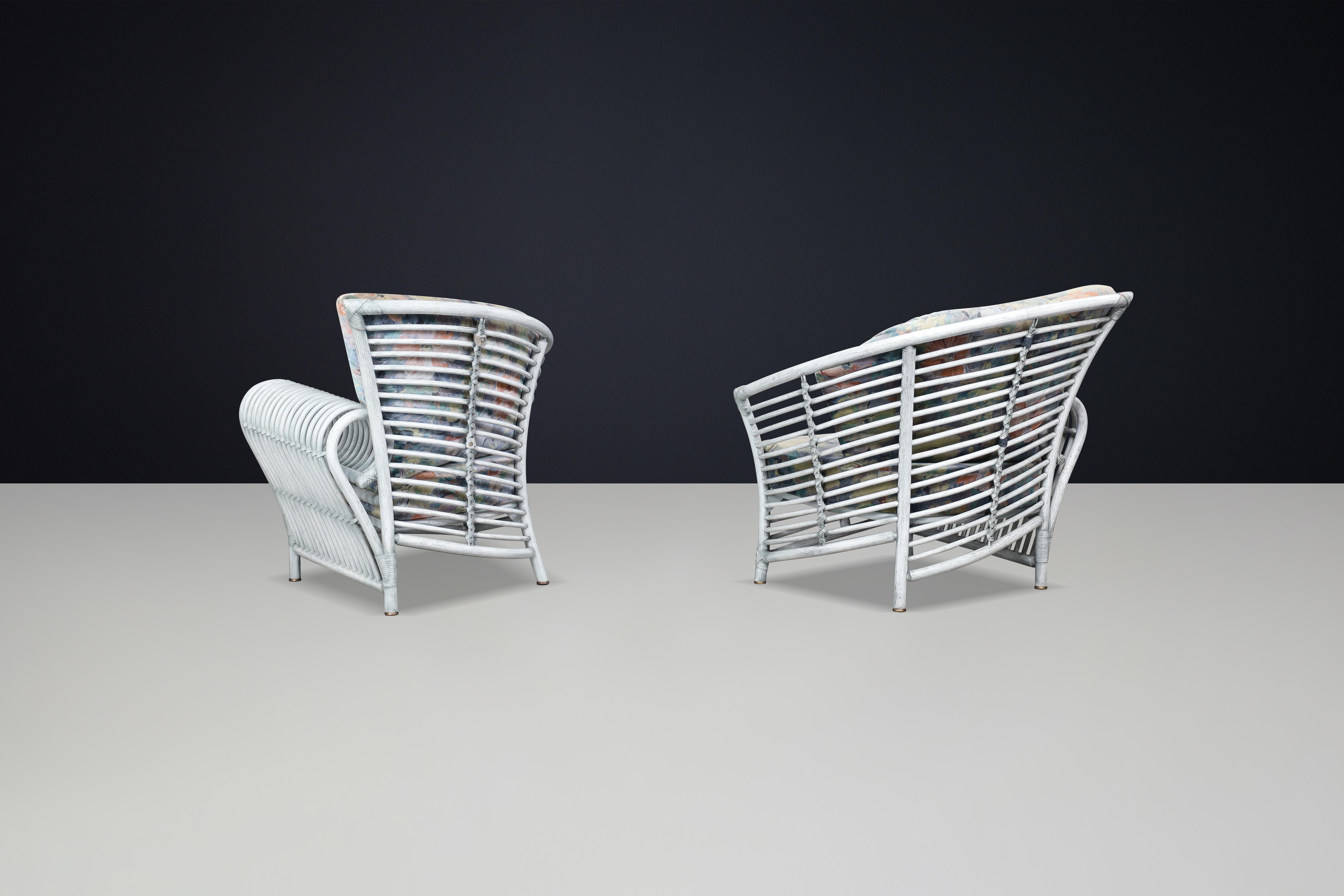 Tappezzeria Coppia di sedie da salotto moderne in rattan e bambù di Flechtatelier Schütz, Germania in vendita