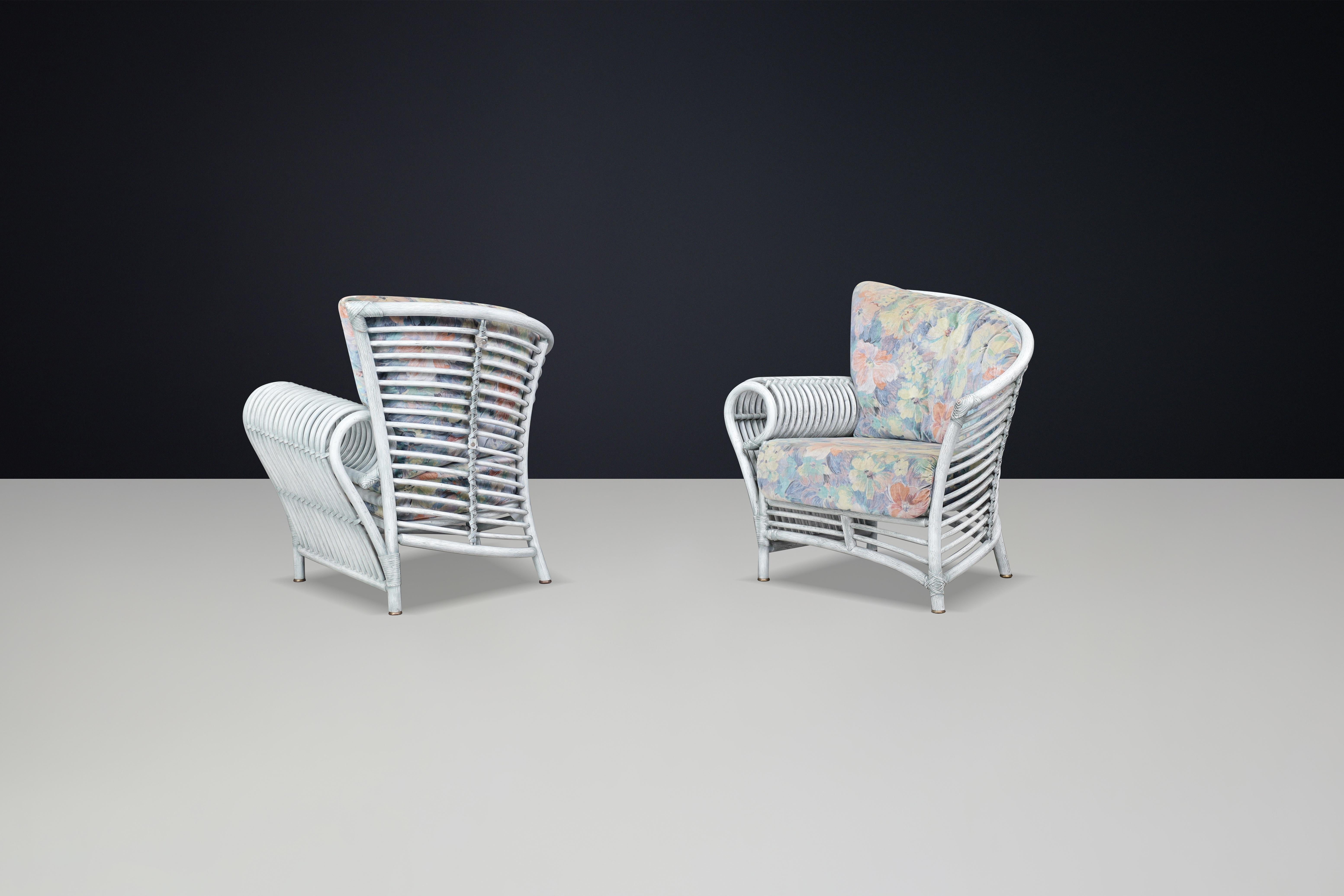 Coppia di sedie da salotto moderne in rattan e bambù di Flechtatelier Schütz, Germania in vendita 1