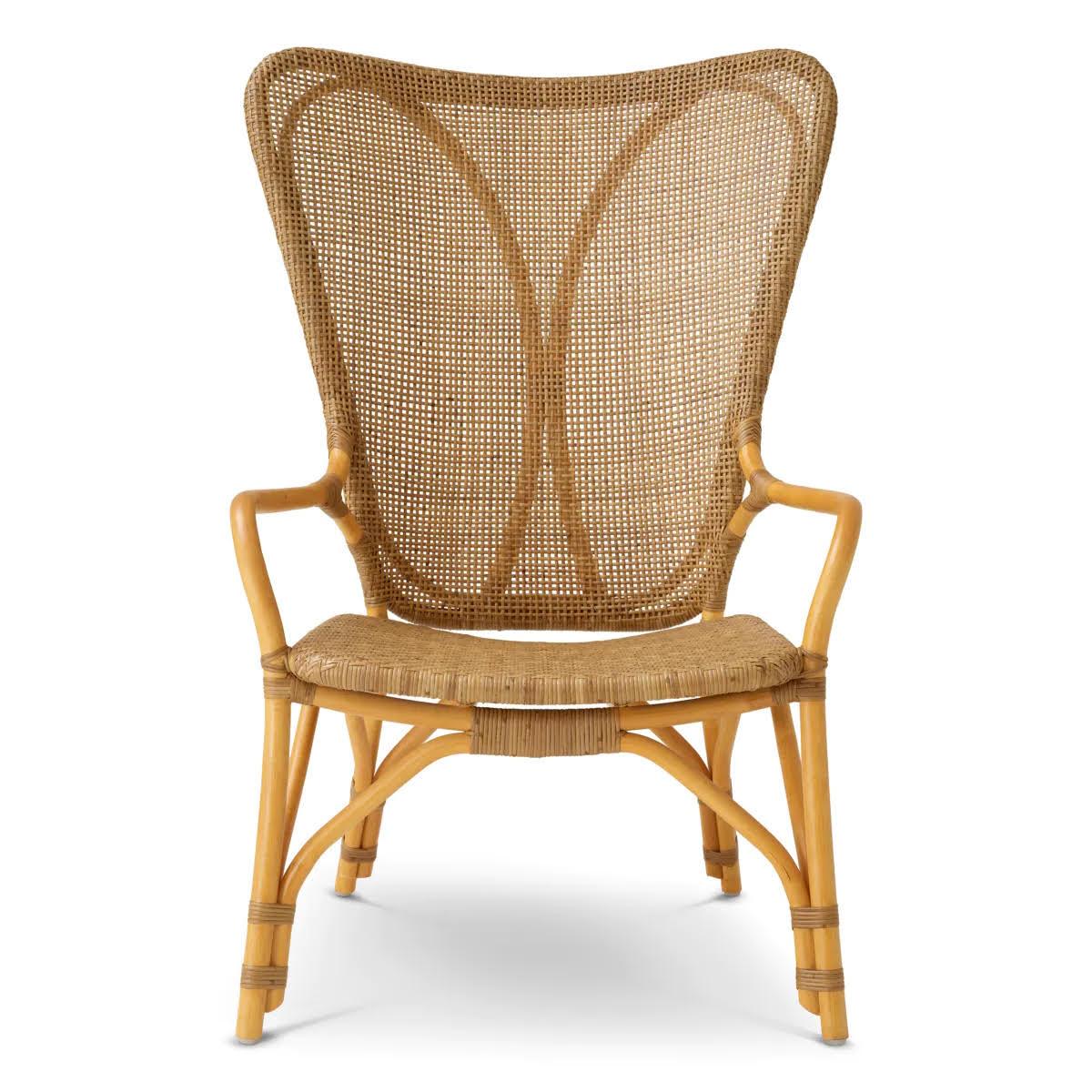 Moderne Paire de chaises modernes en rotin en finition miel. en vente