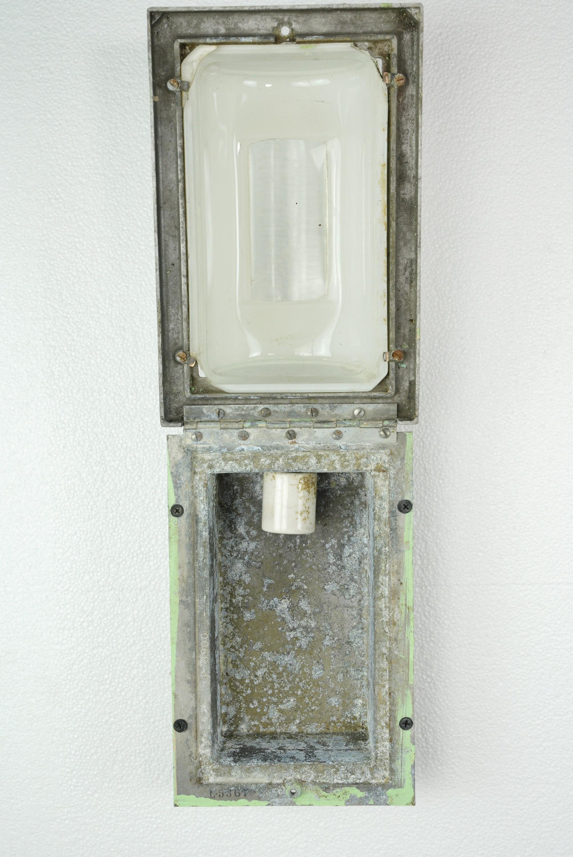 20th Century Pair of Modern Recessed Steel & Glass Wall Sconces