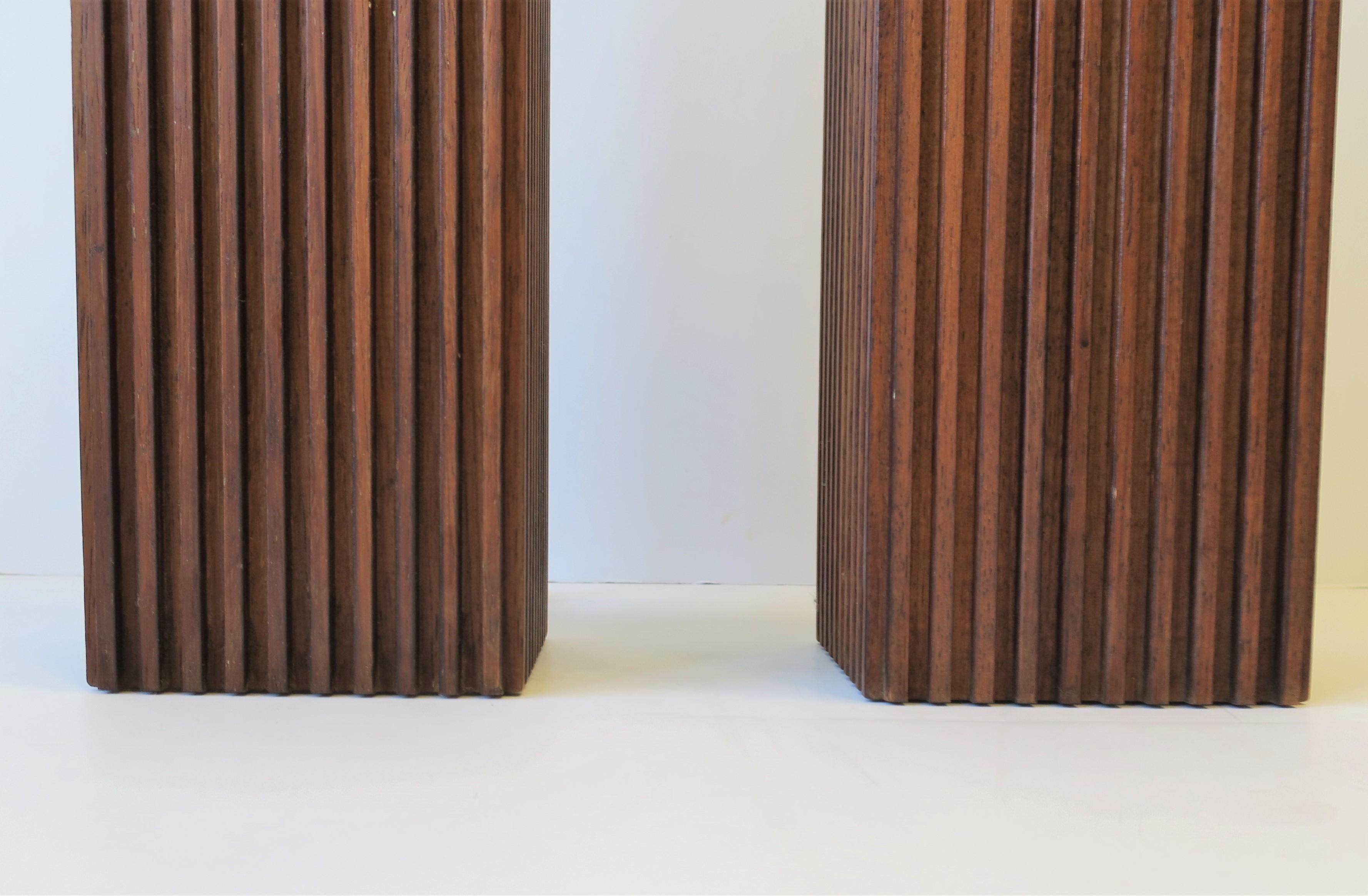 Modern Wood Table Lamps with Vertical Design, ca. 1970s  11