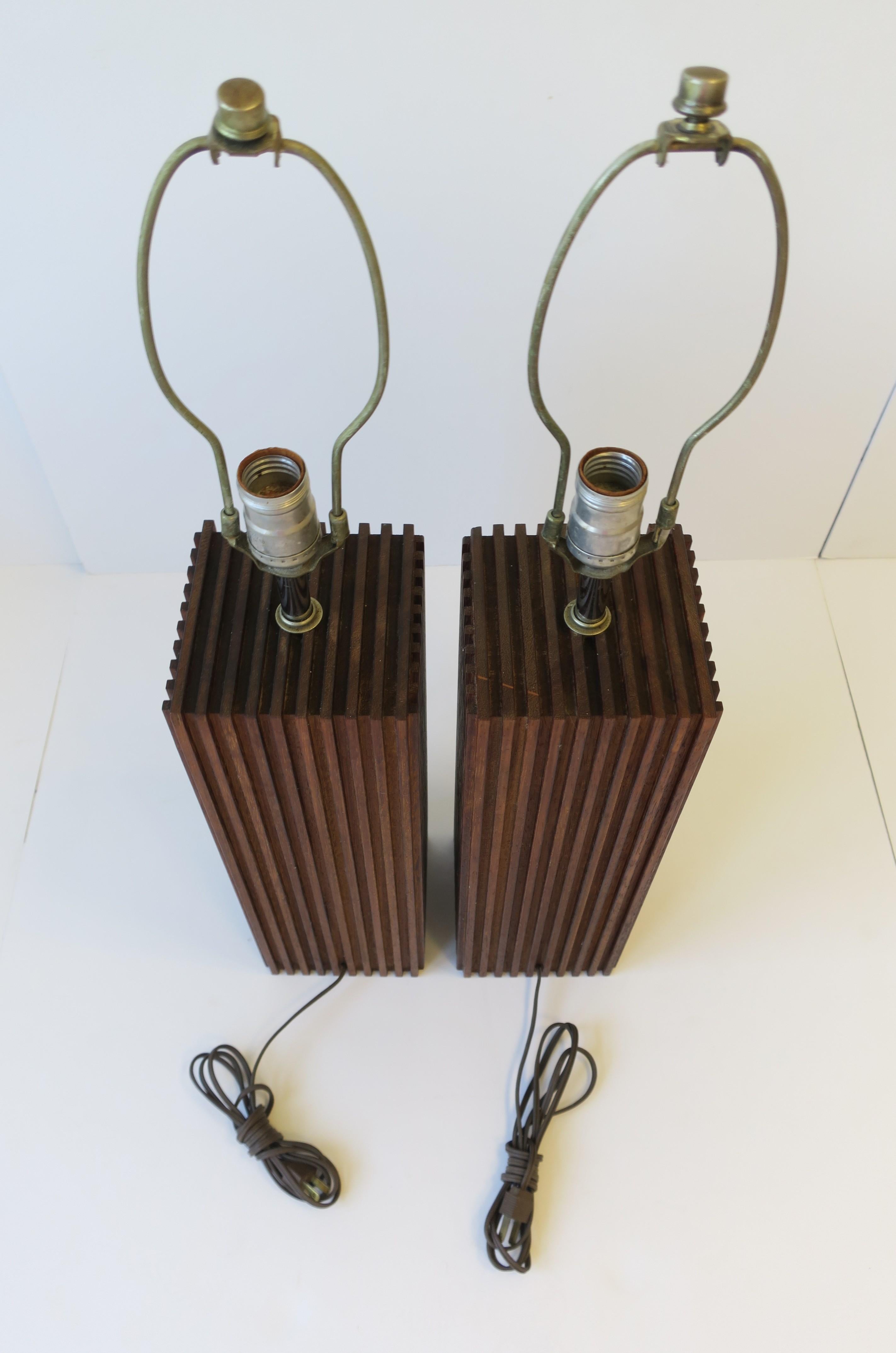 Modern Wood Table Lamps with Vertical Design, ca. 1970s  13