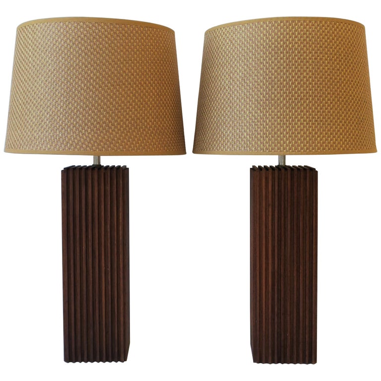 Modern Wood Table Lamps With Vertical, Modern Wooden Table Lamps