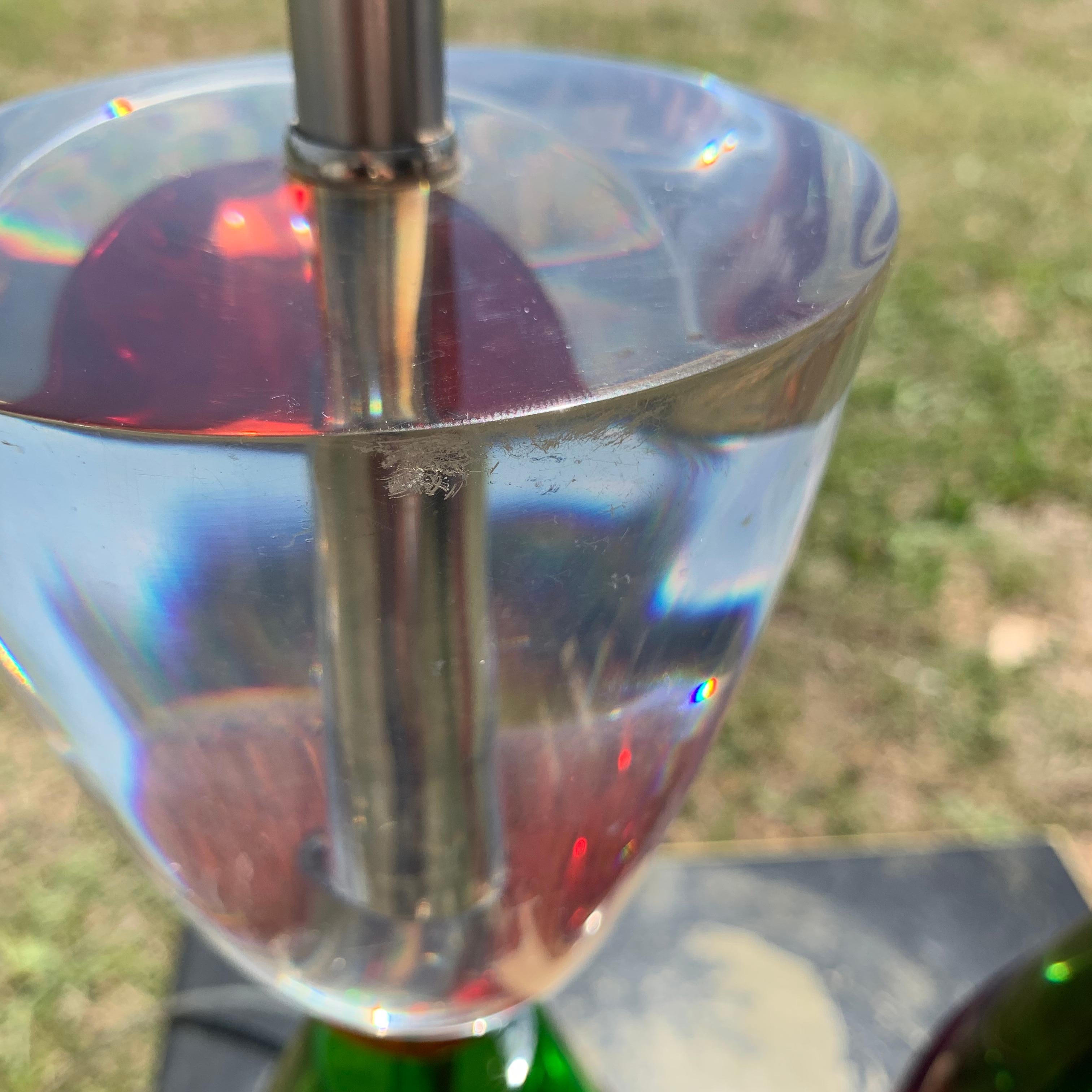 Pair Of Van Teal Style Red And Green Lucite Table Lamps 5