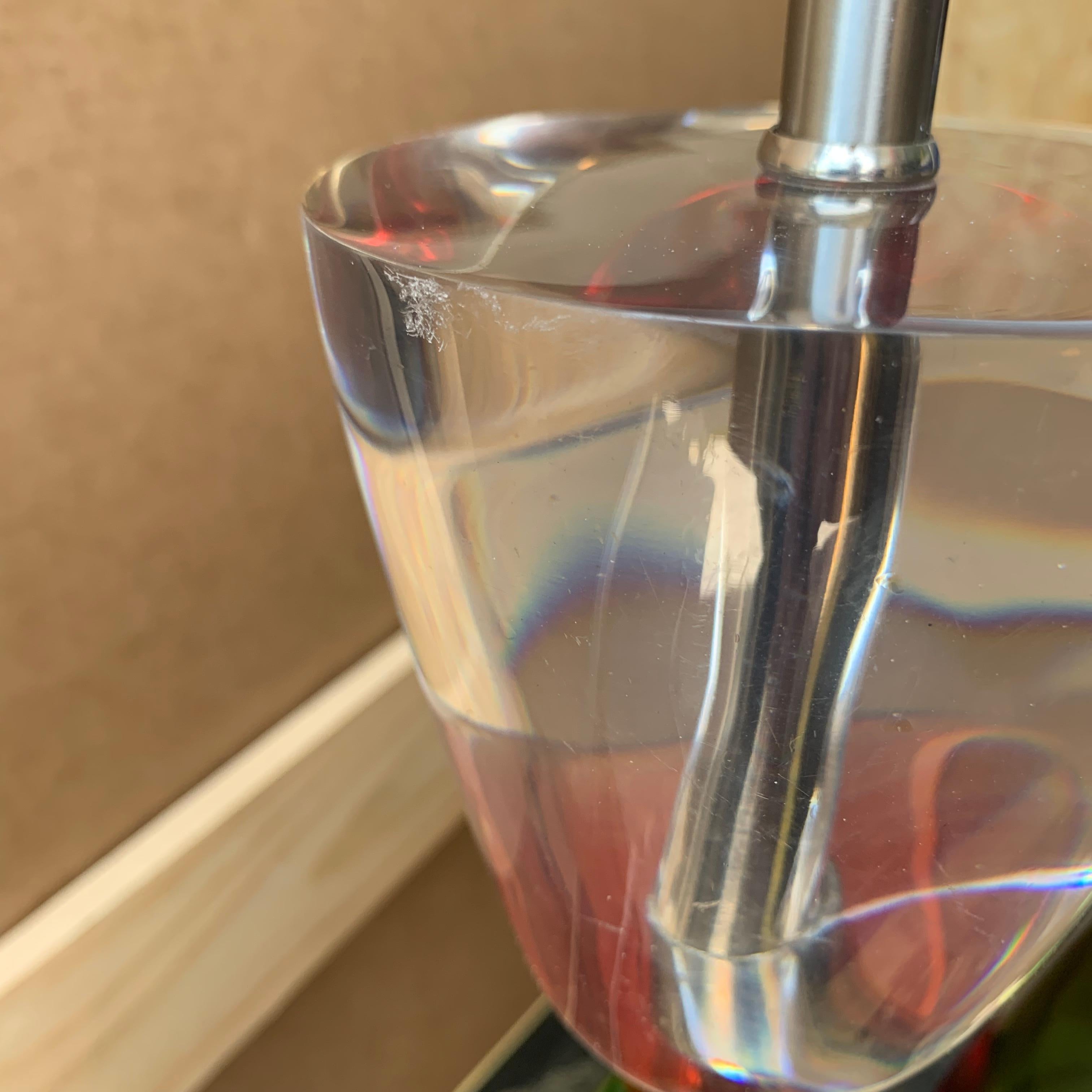 Pair Of Van Teal Style Red And Green Lucite Table Lamps 7