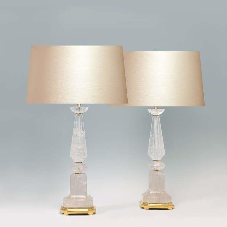 Pareja de Lámparas Modernas de Cuarzo y Cristal de Roca en Excelente estado para la venta en New York, NY