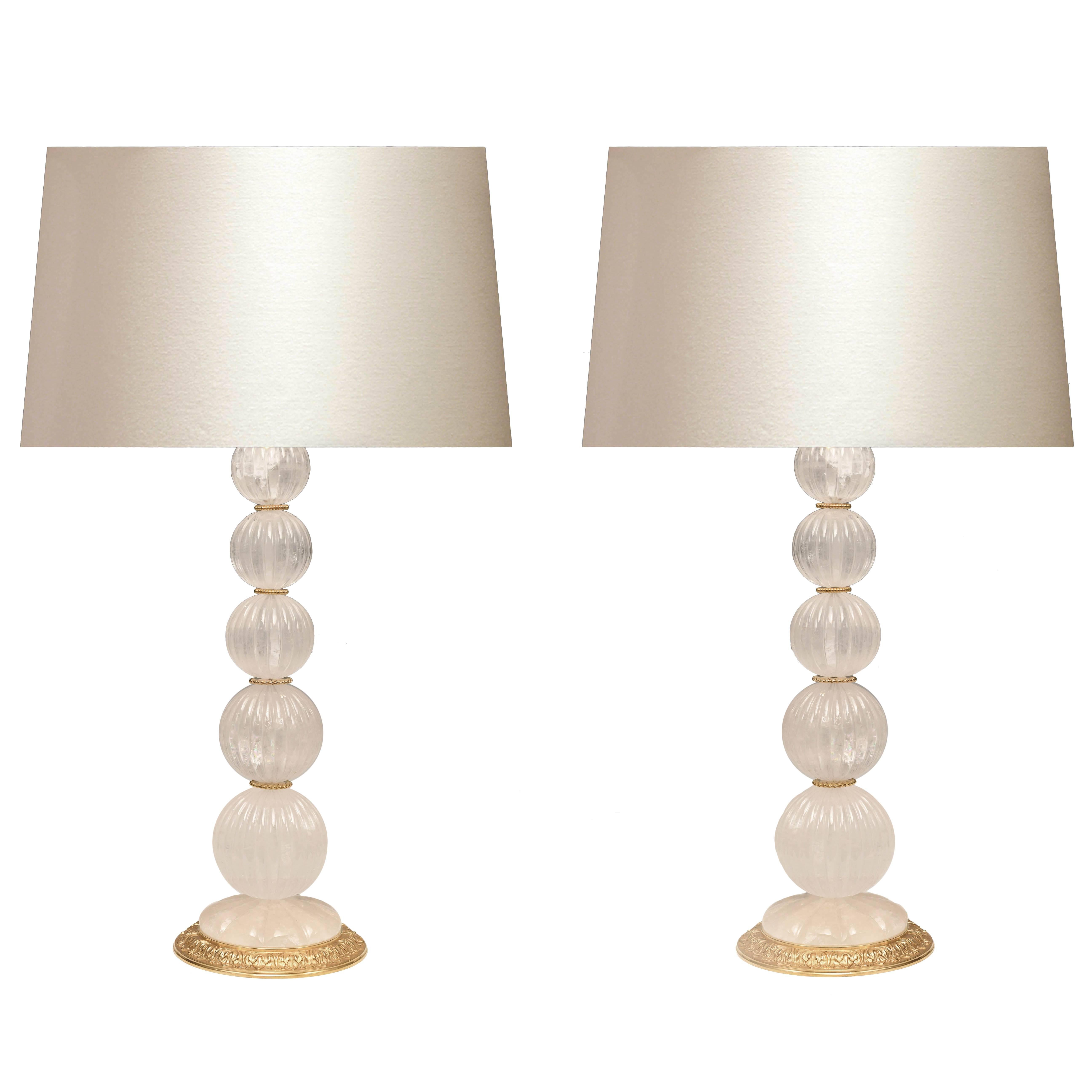 Pair of Modern Rock Crystal Quartz Lamps For Sale