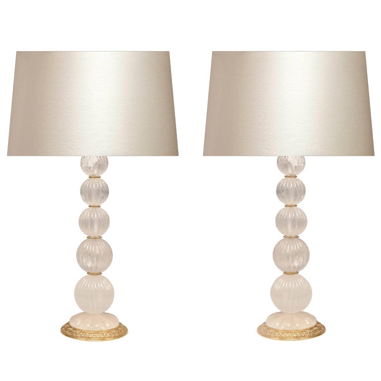 Pair of Modern Rock Crystal Quartz Lamps For Sale at 1stDibs