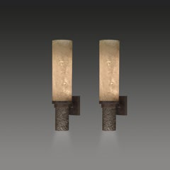 Pair of Modern Rock Crystal Quartz Sconces