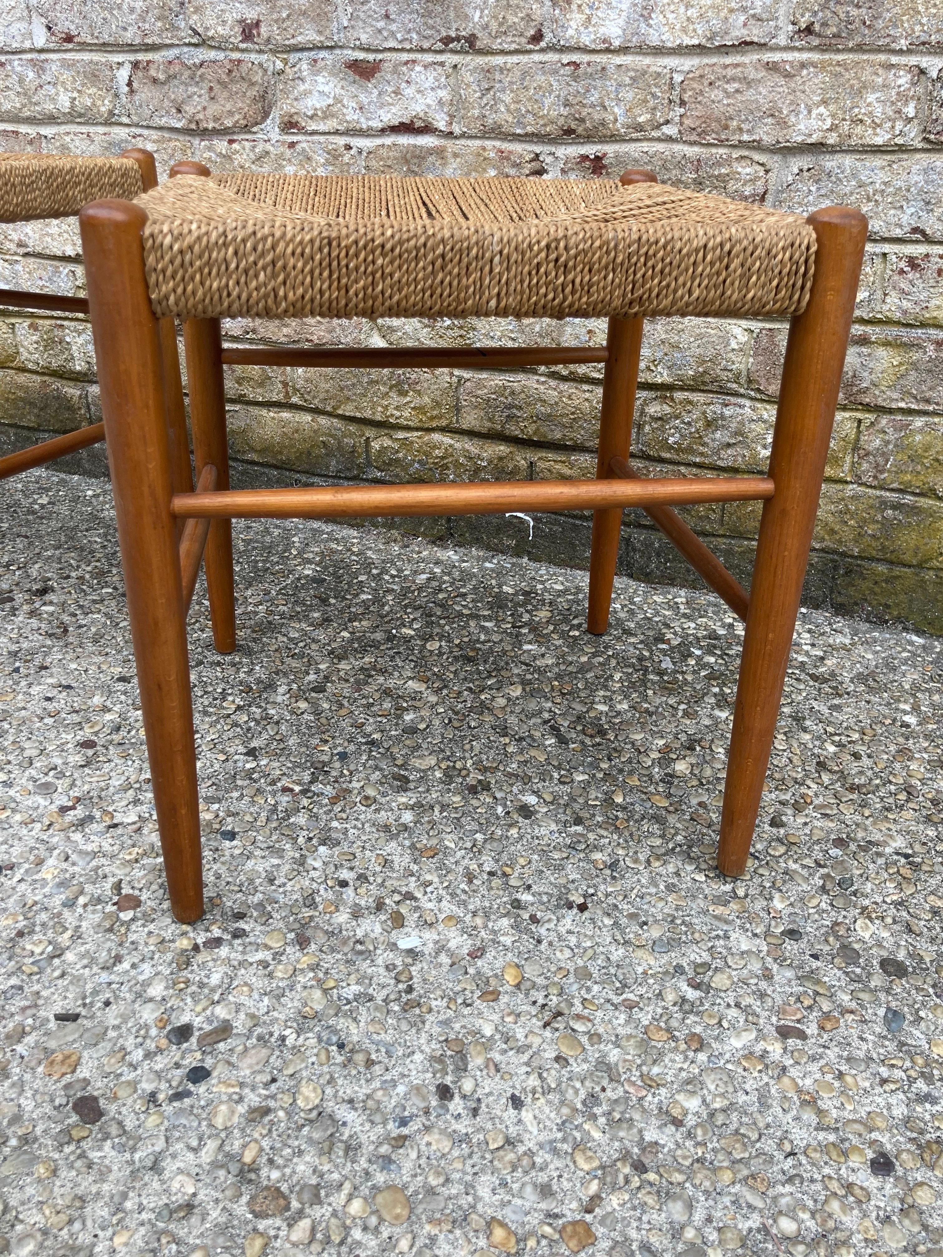 Pair of Modern Rope Woven Top Ottomans 1