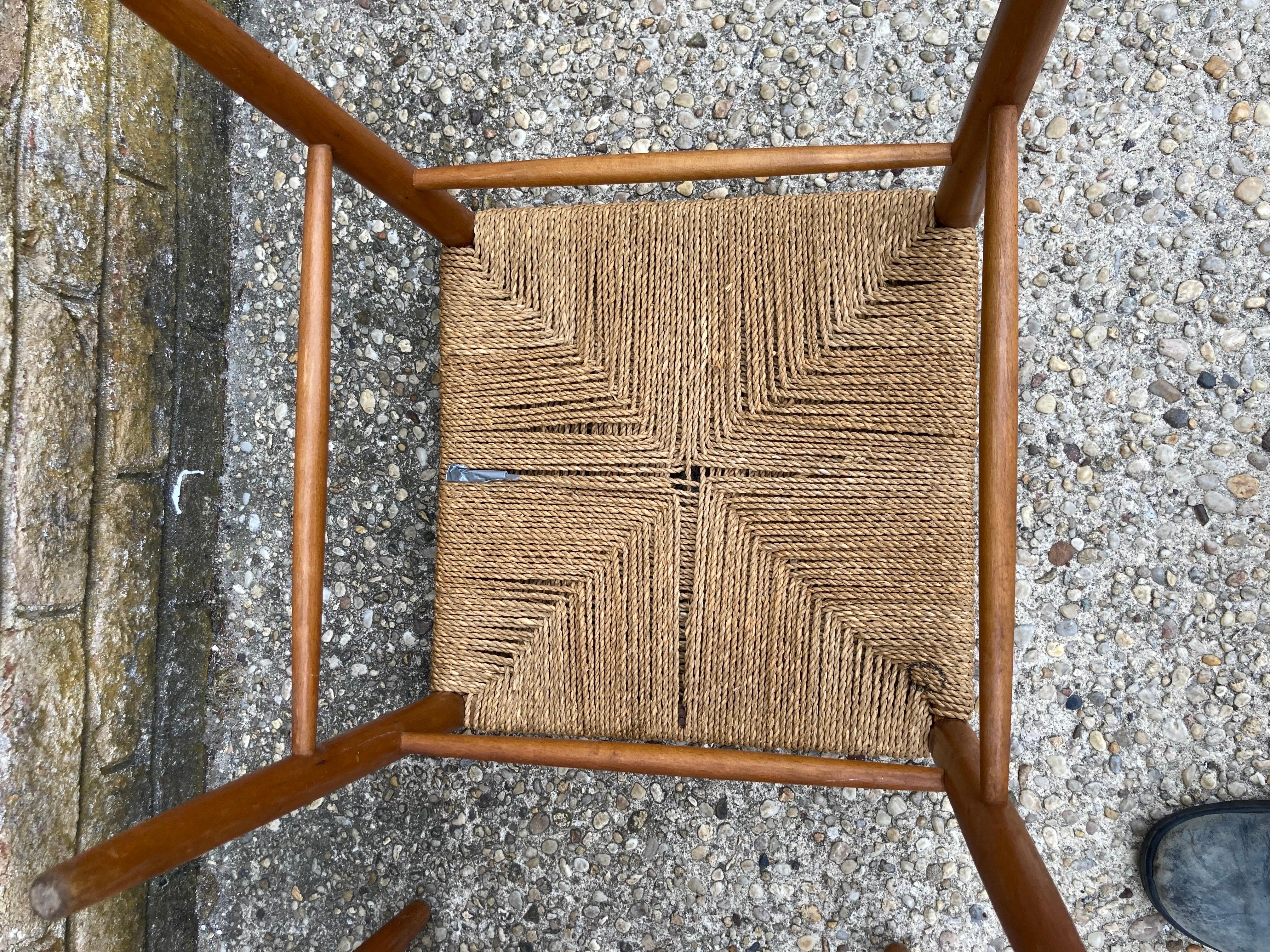 Pair of Modern Rope Woven Top Ottomans 2