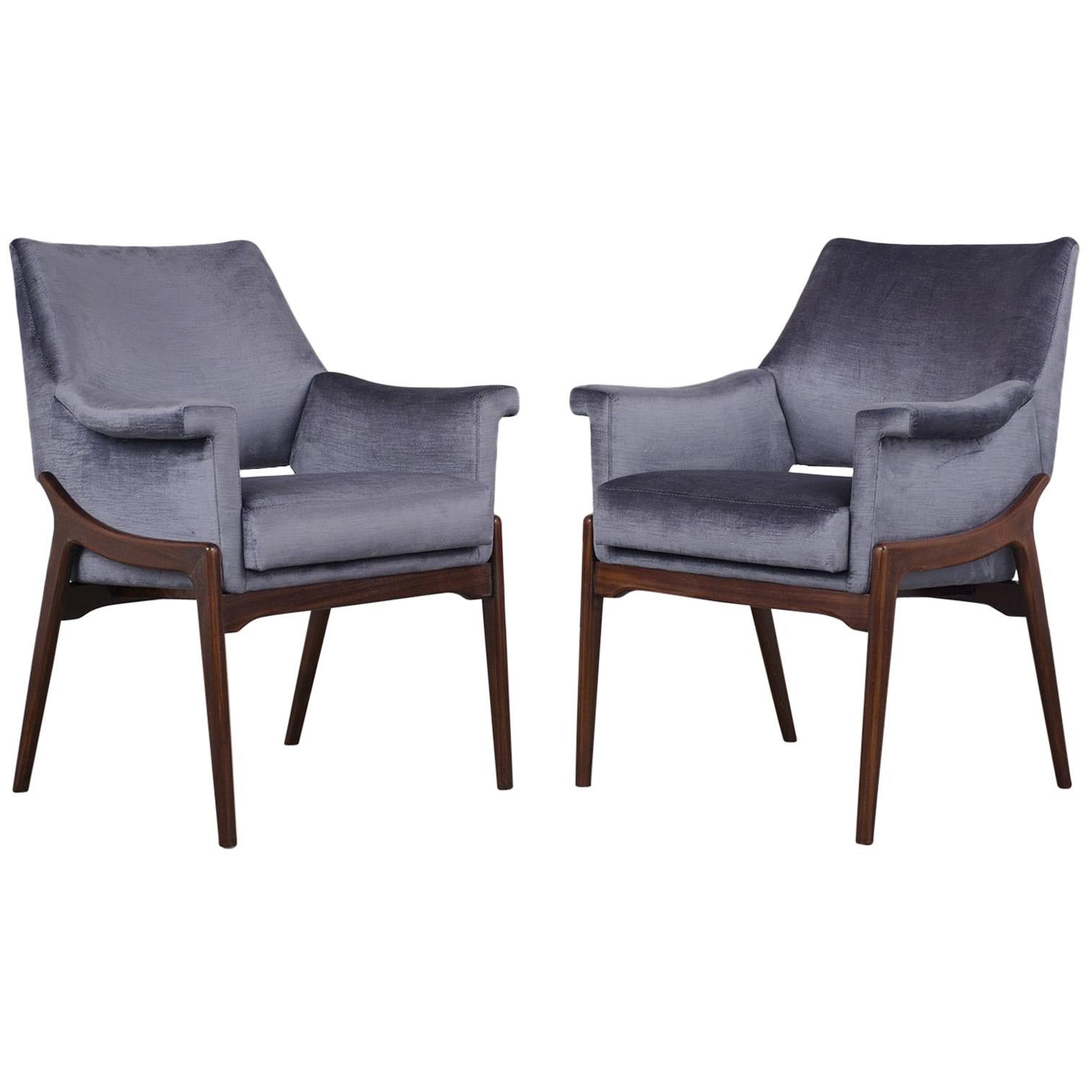 Pair of Modern Rosewood Chairs with Lacquered Finish