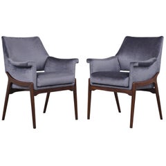 Pair of Modern Rosewood Chairs with Lacquered Finish