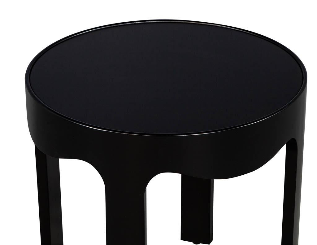 American Pair of Modern Round Black Side Tables For Sale