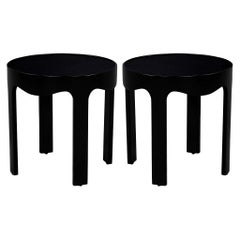 Pair of Modern Round Black Side Tables