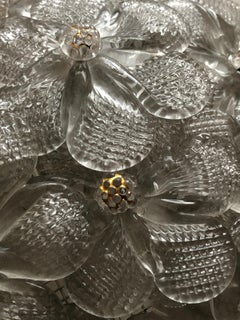 Pair of Modern Round Clear and Gold Murano Glass Sconces by Barovier & Toso