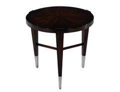 Pair of Modern Round Macassar Accent Tables