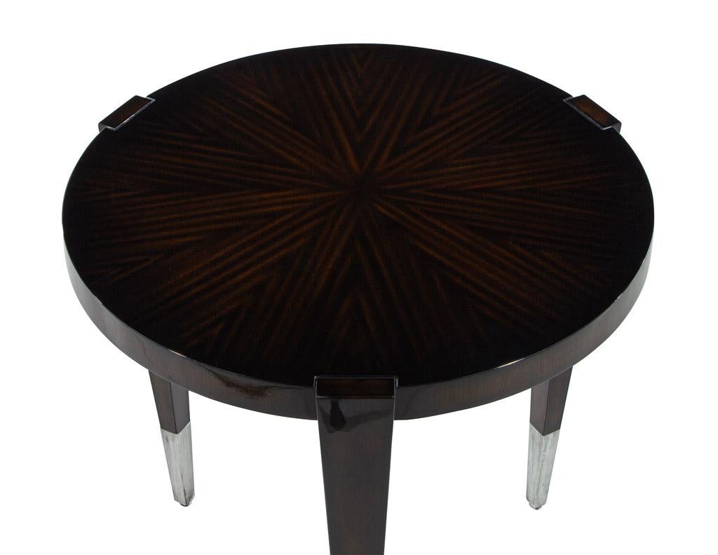 Pair of Modern Round Macassar Accent Tables In Excellent Condition For Sale In North York, ON